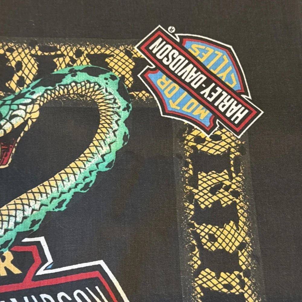 Vintage Harley Davidson snake bandana fire flames motorcycles bar & shield USA